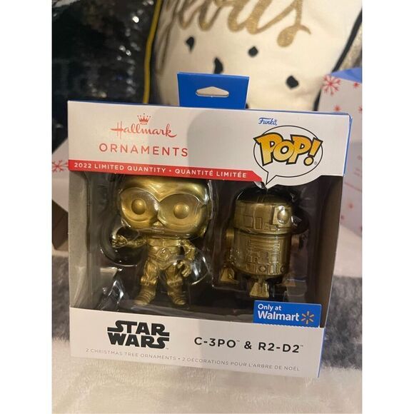 Nip nwt hallmark x marvel & Funko pop star wars GOLd C 3PO R2-D2 ornaments tree - Picture 1 of 1